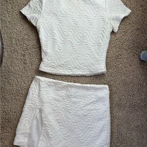 Princess Polly White Textured Skirt Set